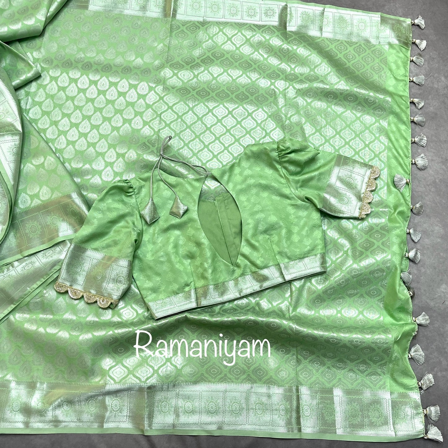 Mint green lightweight Kanchi saree