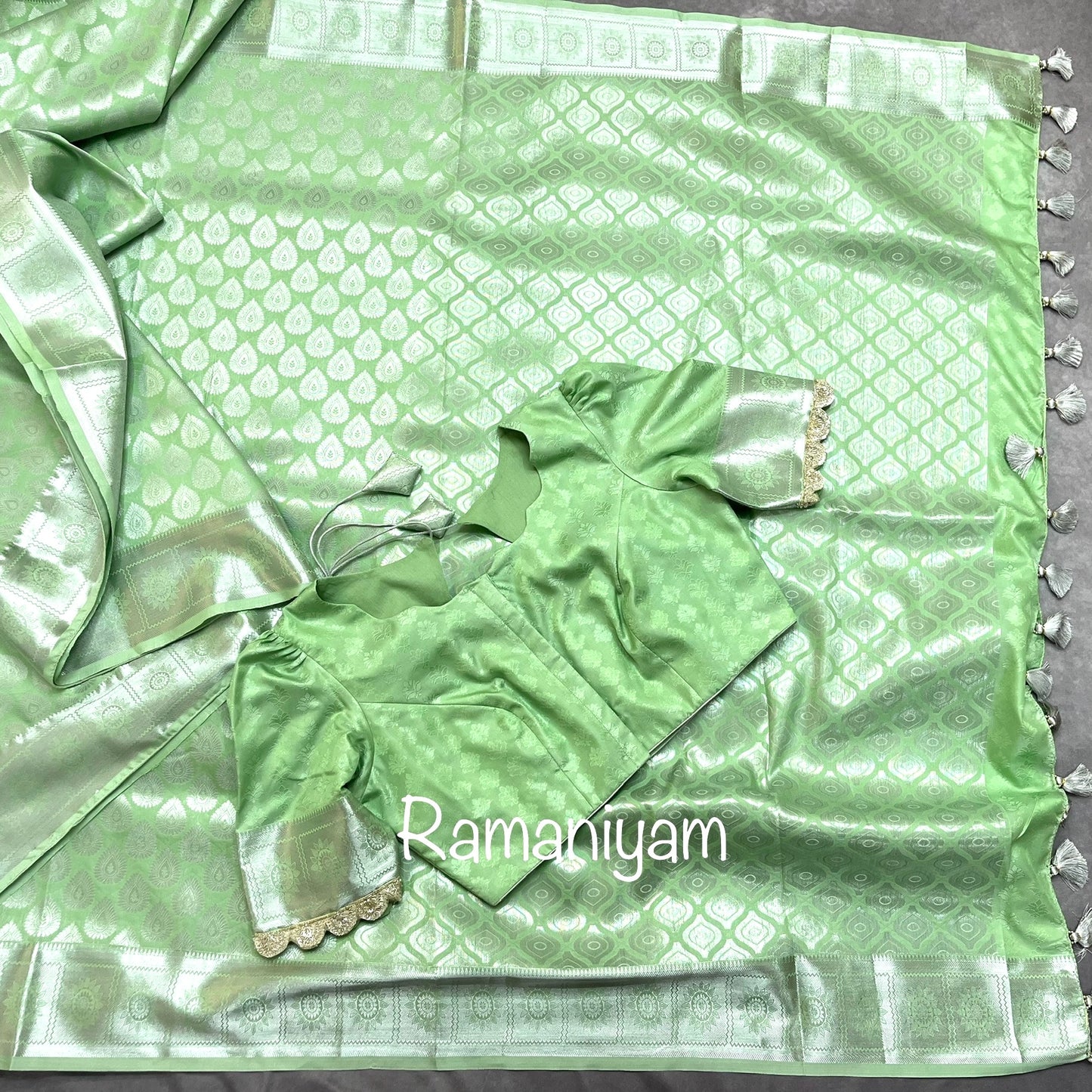 Mint green lightweight Kanchi saree