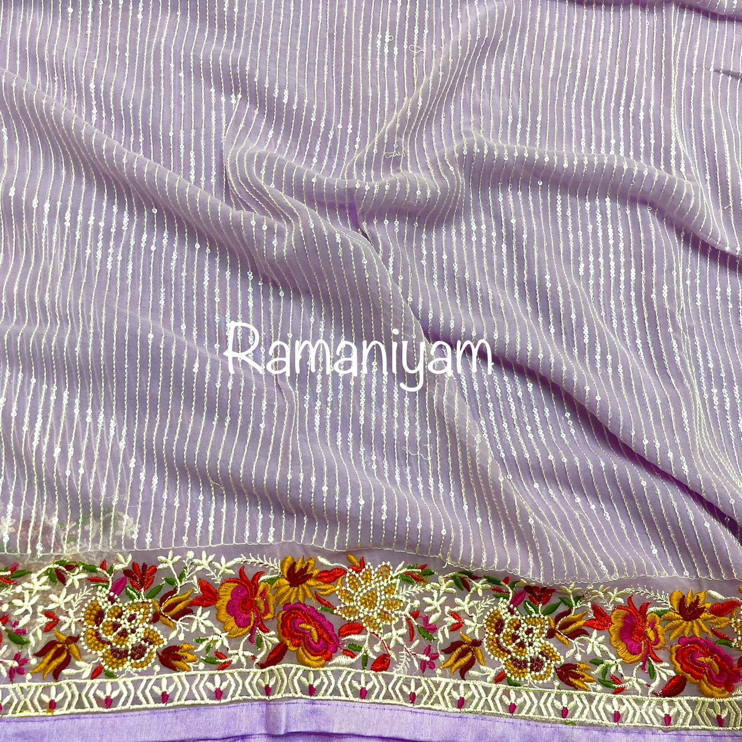 Lilac sequin georgette saree