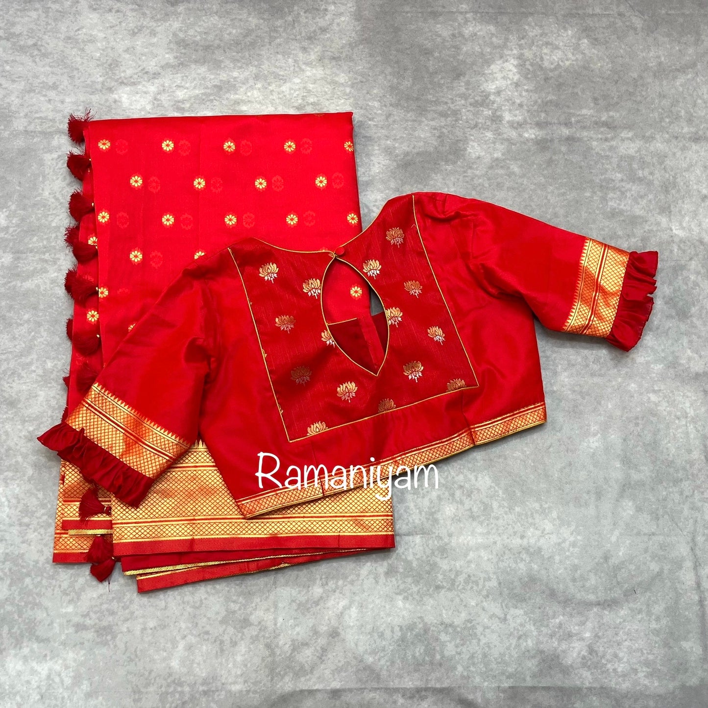 Royal red maharani Paithani saree with pattern blouse