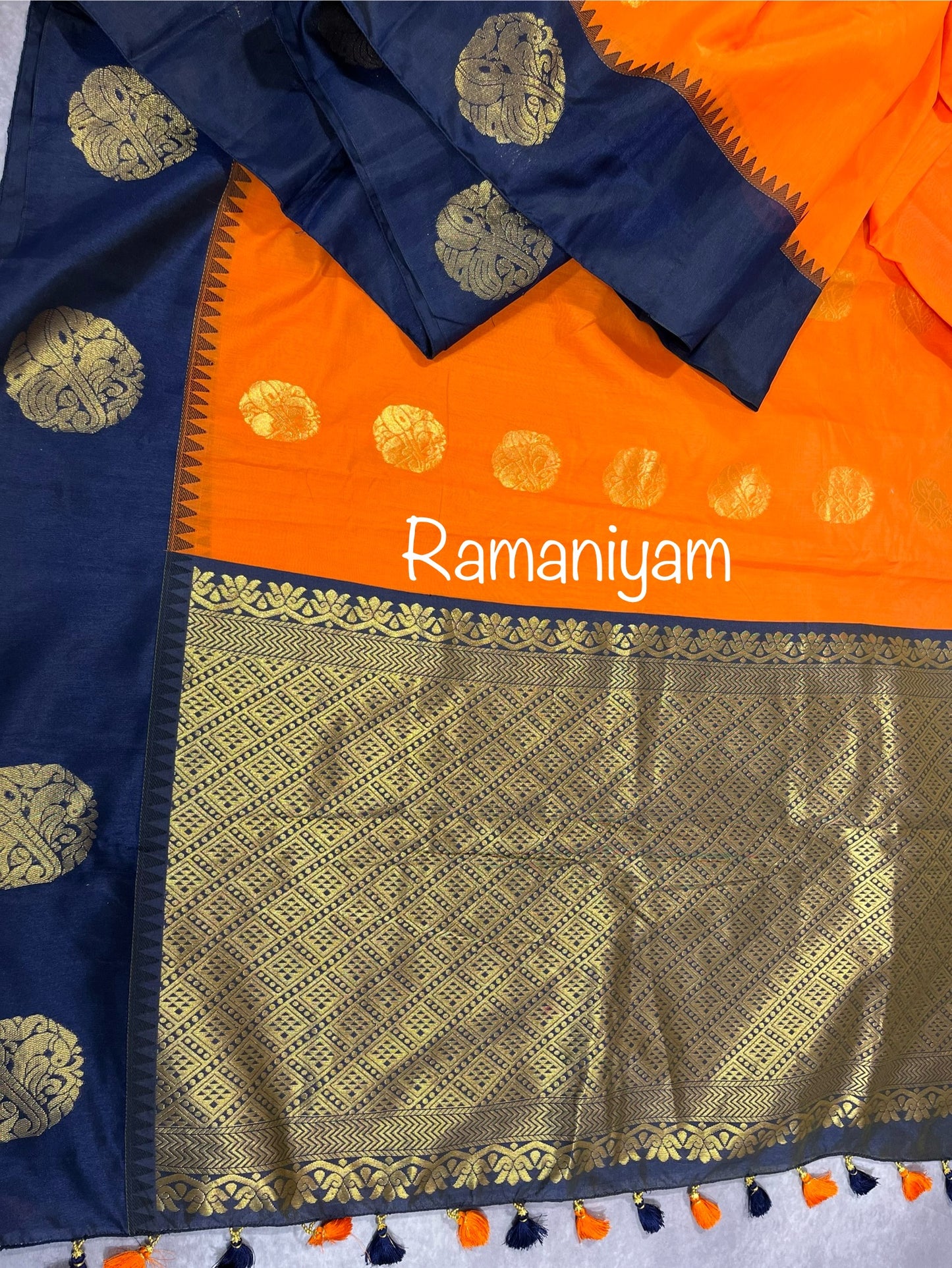 Orange and navy blue kanchi sico