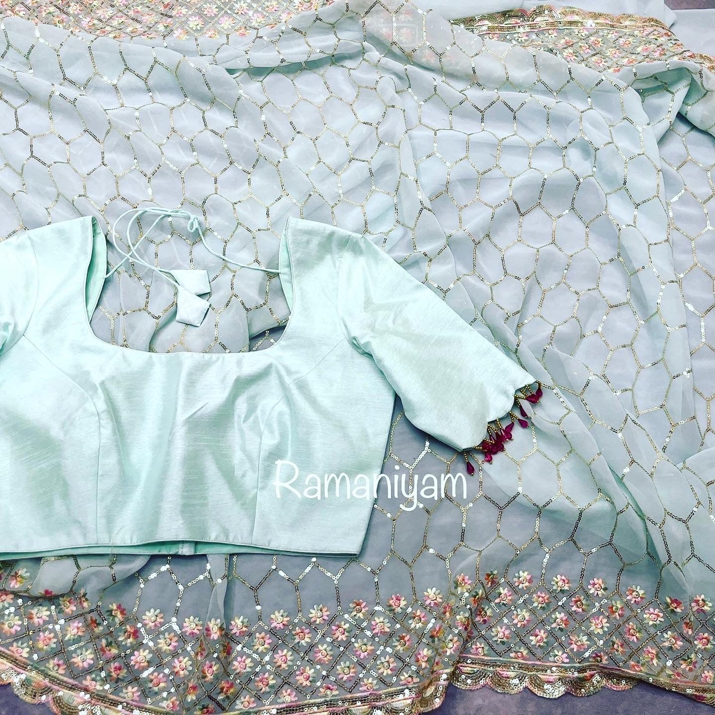 Georgette Sequin Embroidery Saree