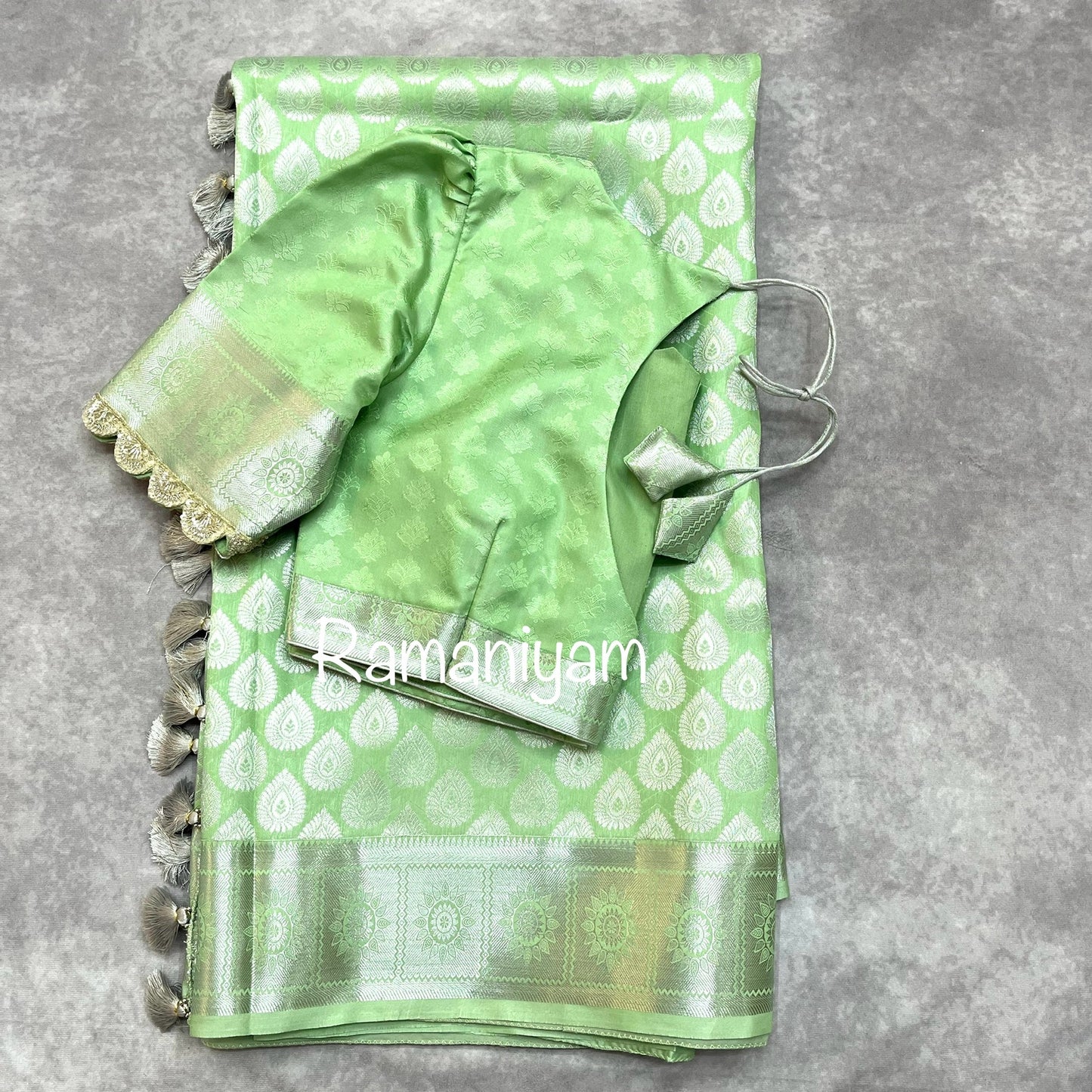Mint green lightweight Kanchi saree