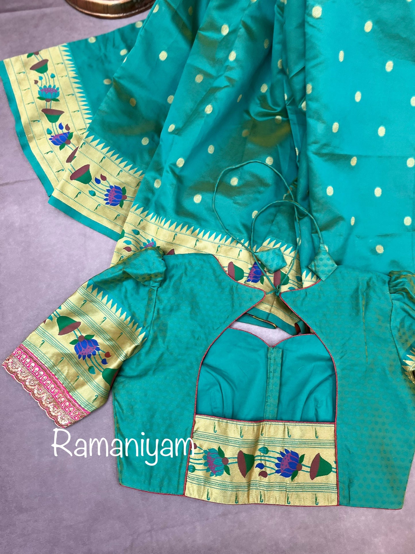 Sea green Maharani Paithani saree