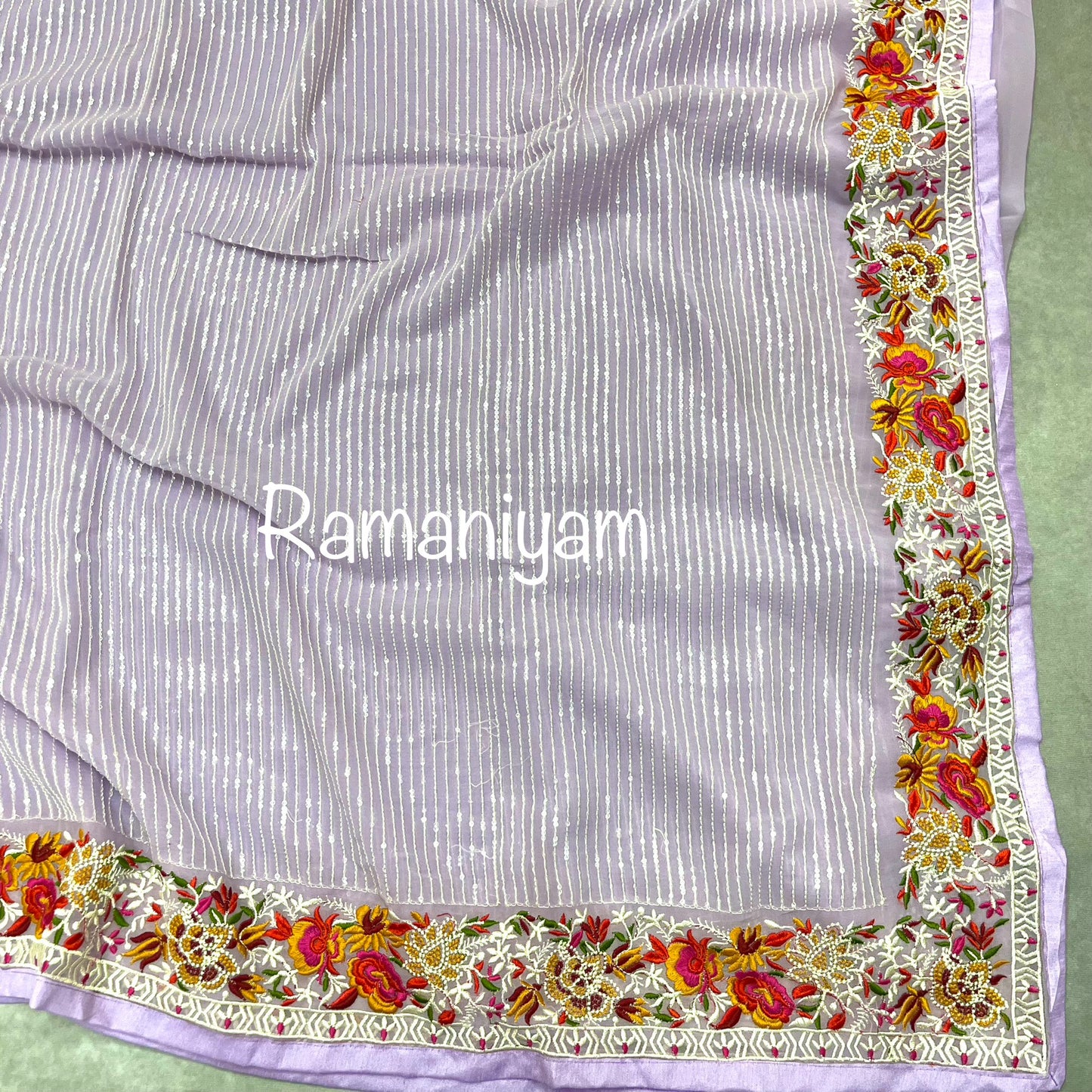 Lilac sequin georgette saree