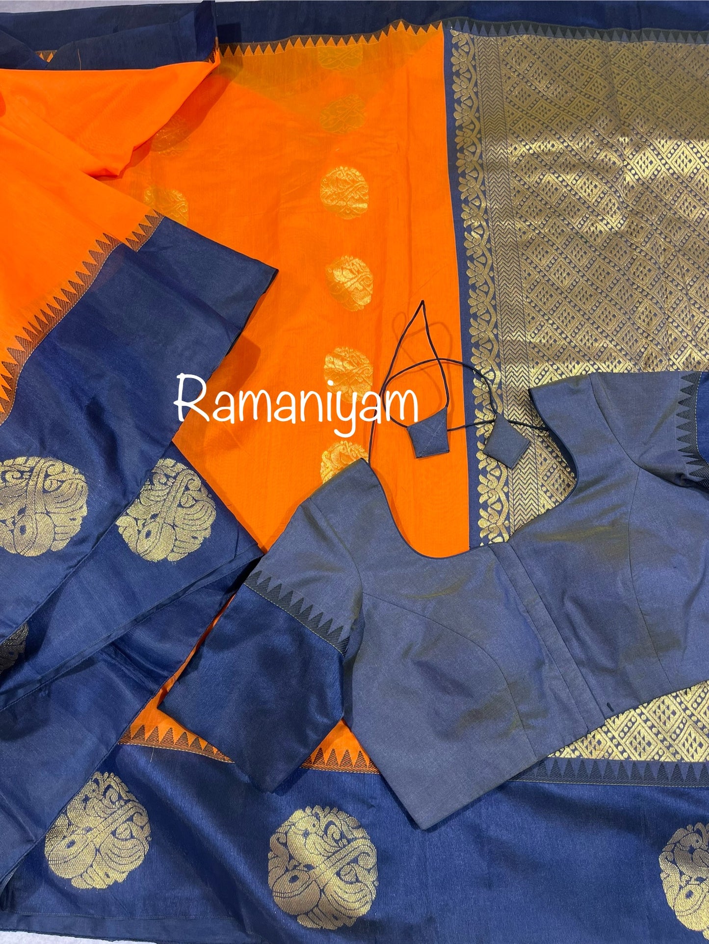 Orange and navy blue kanchi sico