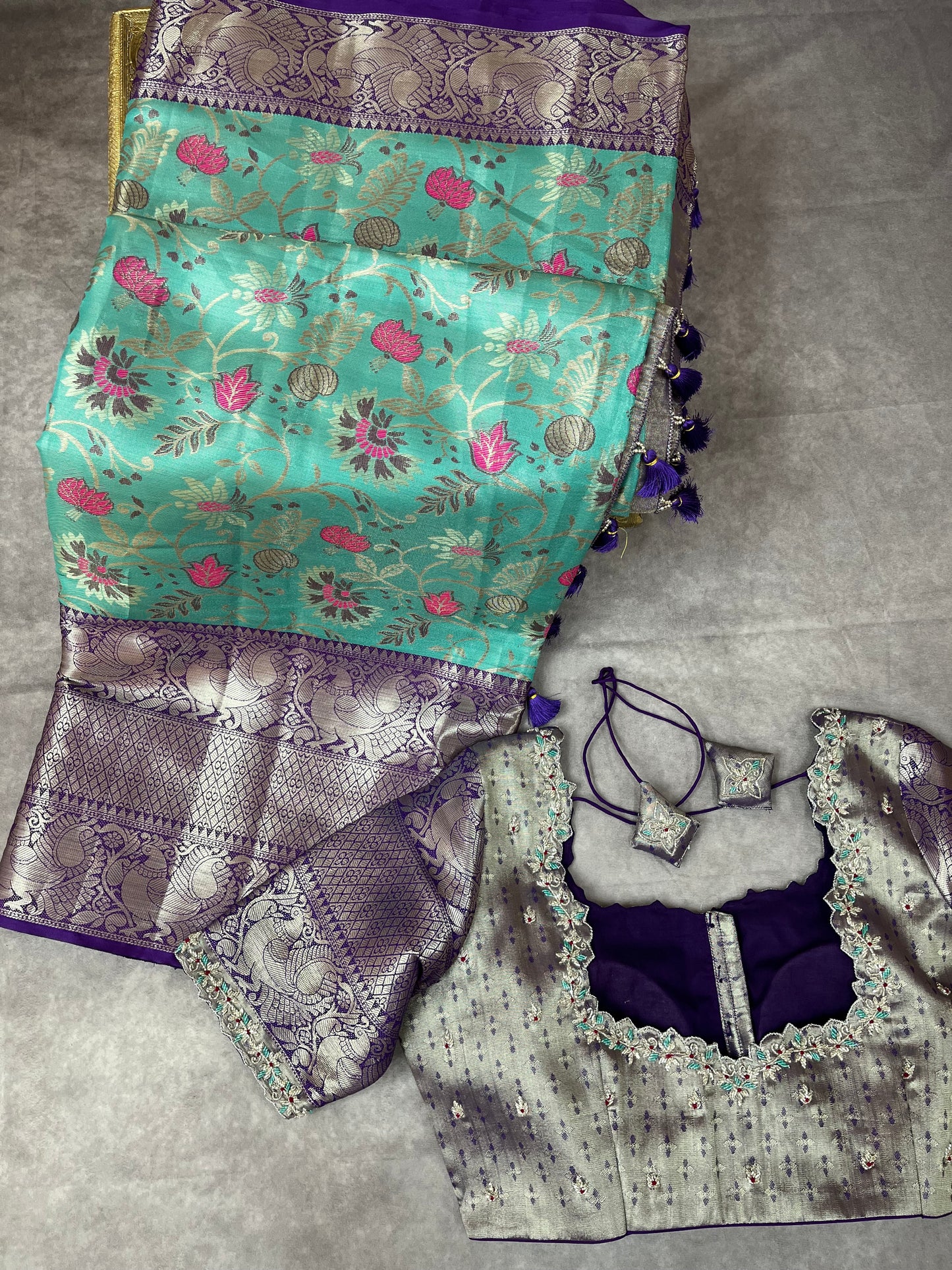 Kanchi Tissue saree with cutwork blouse
