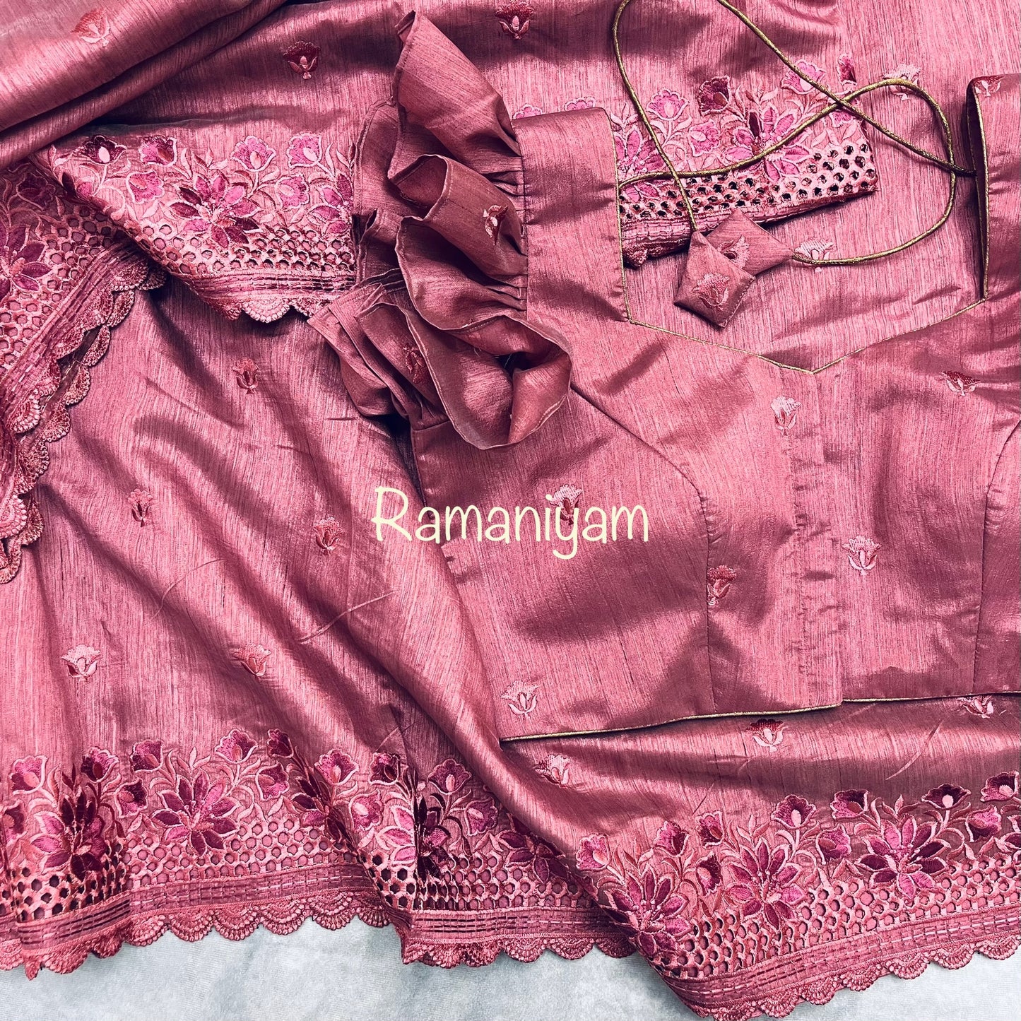 Tussar cutwork saree