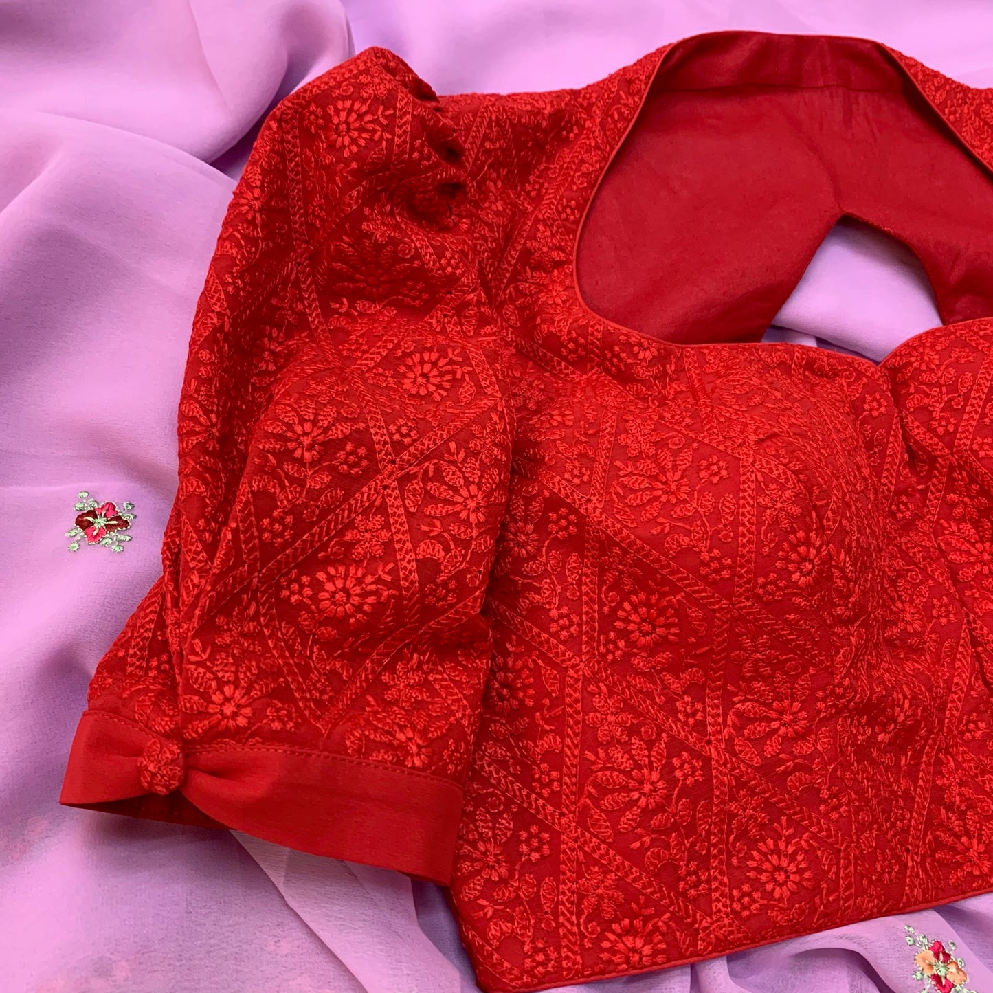 Georgette embroidery Saree with Chikankari blouse