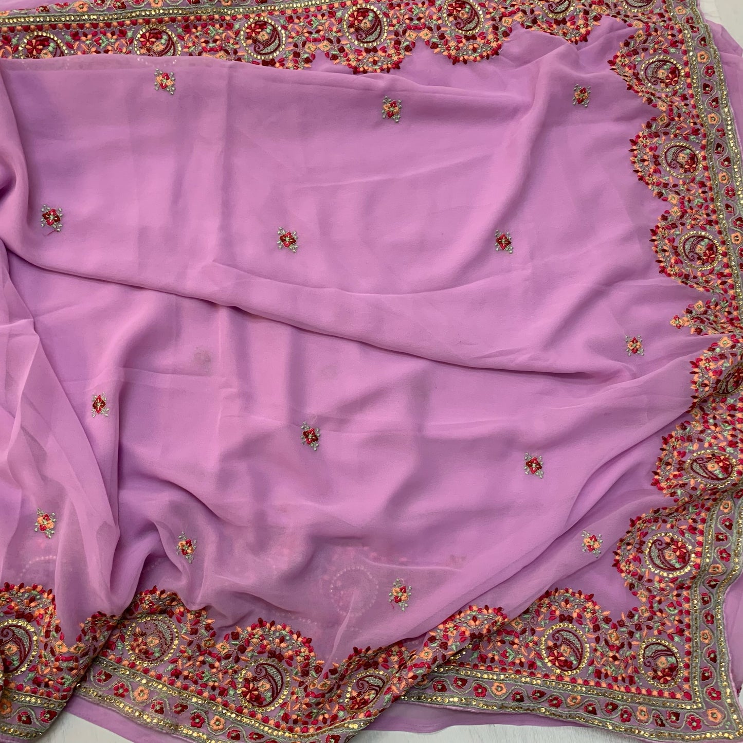 Georgette embroidery Saree with Chikankari blouse