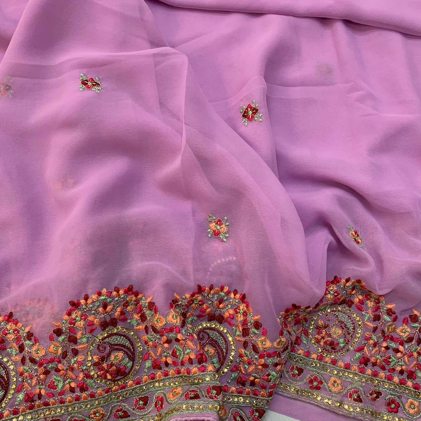 Georgette embroidery Saree with Chikankari blouse