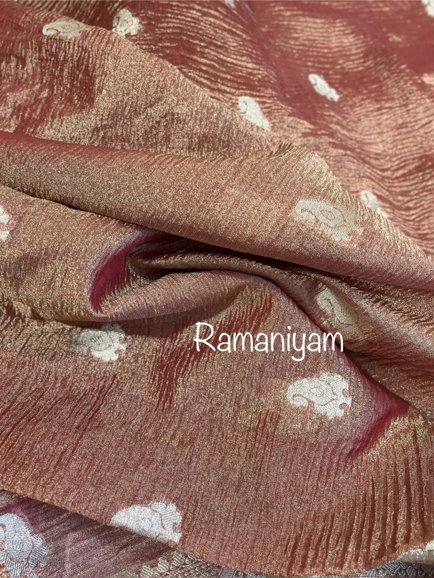 Copper Banarasi tissue silk saree - Ramaniyam USA