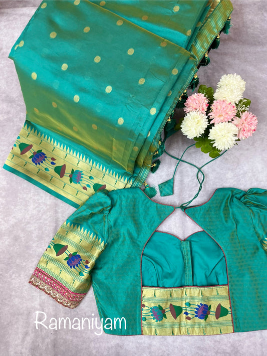 Sea green Maharani Paithani saree