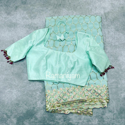 Georgette Sequin Embroidery Saree