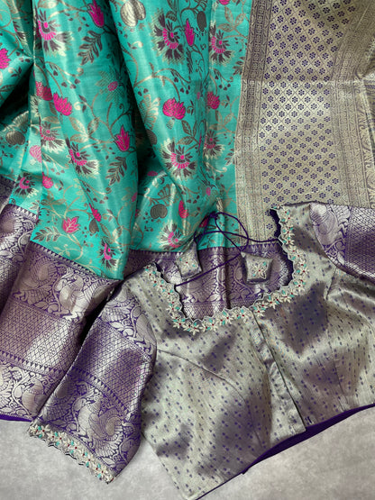 Kanchi Tissue saree with cutwork blouse