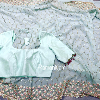 Georgette Sequin Embroidery Saree