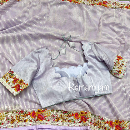 Lilac sequin georgette saree