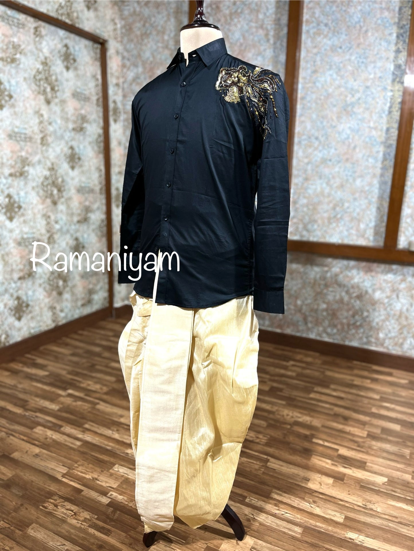 Tiger embroidery shirt and dothi Menswear