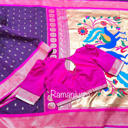 Wine color and royal pink Maharani paithani