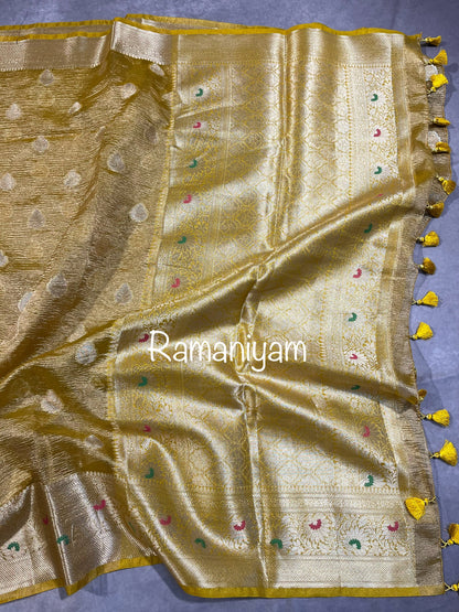 Gold Crushed banarasi tissue saree
