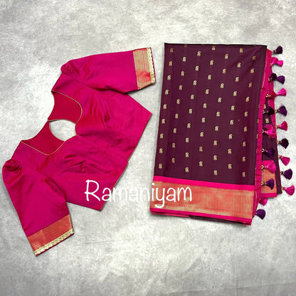 Wine color and royal pink Maharani paithani