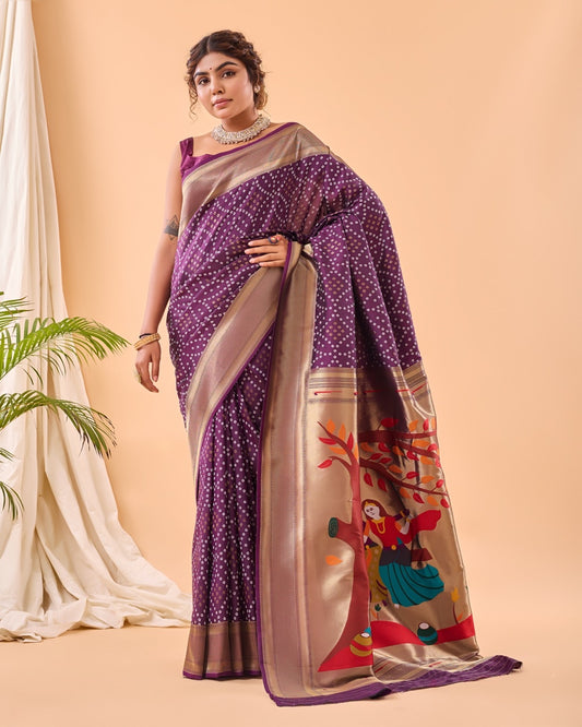 Purple Banarasi bandhanin paithani