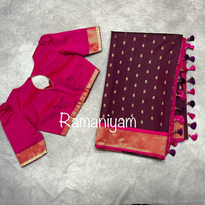 Wine color and royal pink Maharani paithani