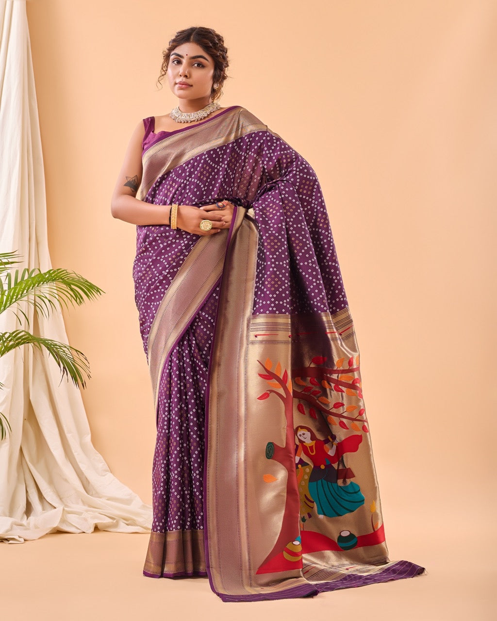Purple Banarasi bandhanin paithani