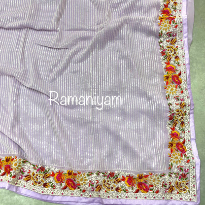 Lilac sequin georgette saree