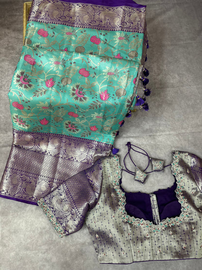 Kanchi Tissue saree with cutwork blouse