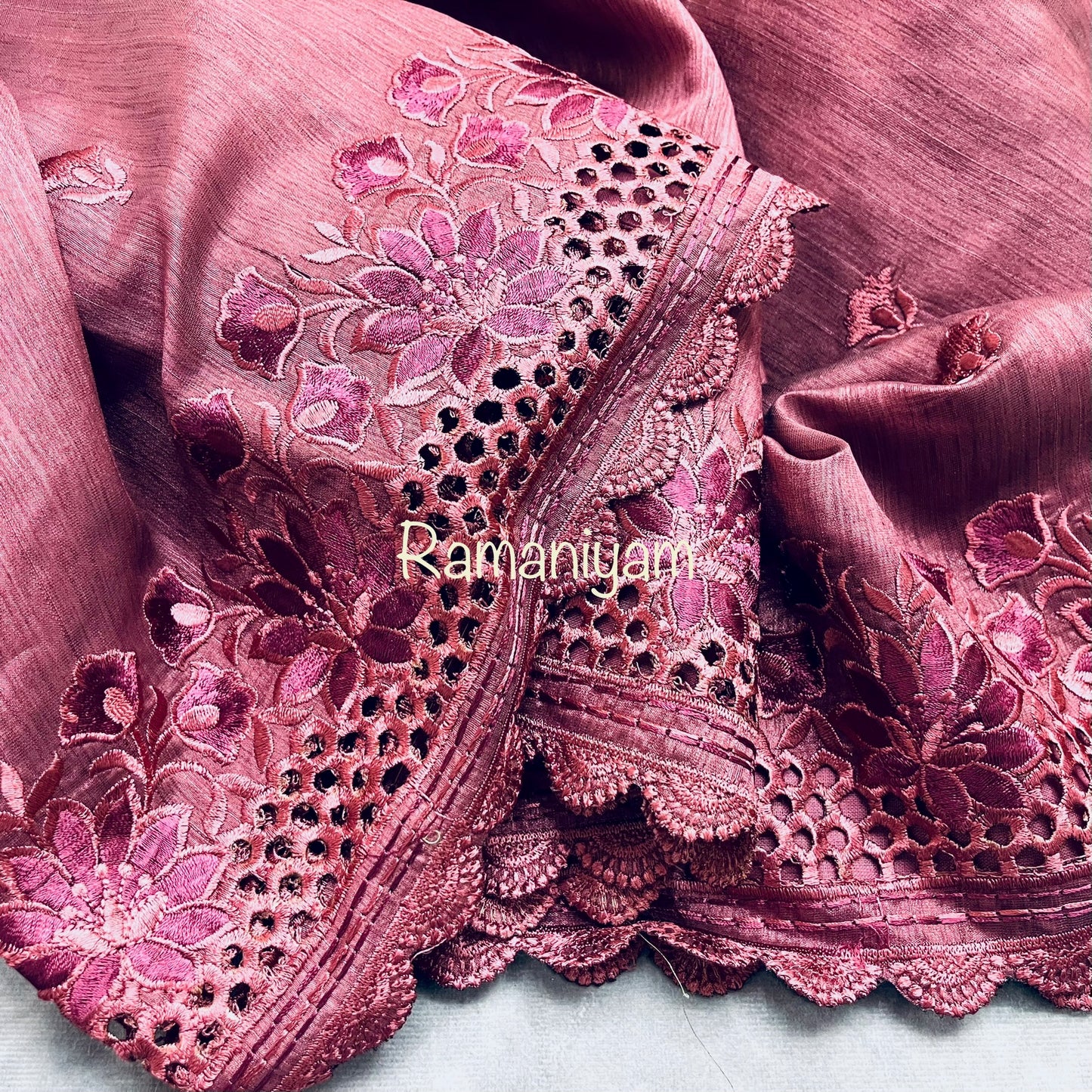 Tussar cutwork saree