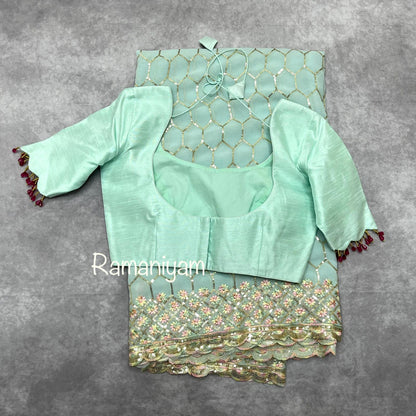 Georgette Sequin Embroidery Saree