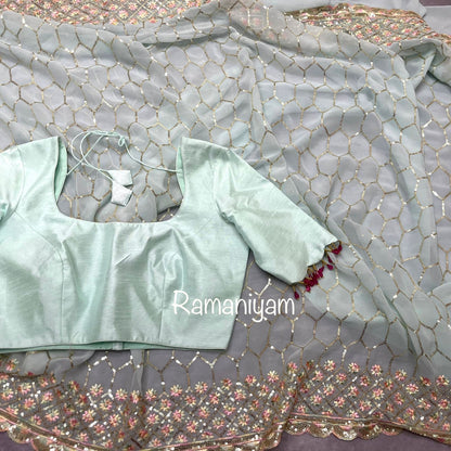 Georgette Sequin Embroidery Saree