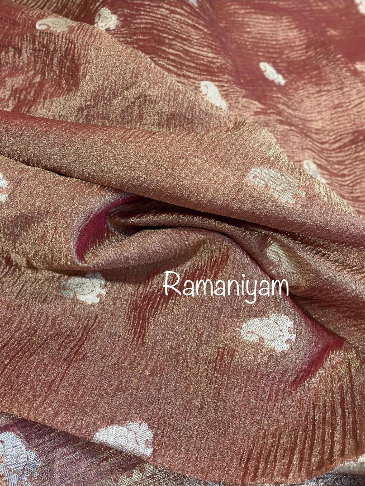 Copper Banarasi tissue silk saree - Ramaniyam USA