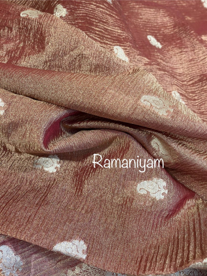 Copper Banarasi tissue silk saree - Ramaniyam USA
