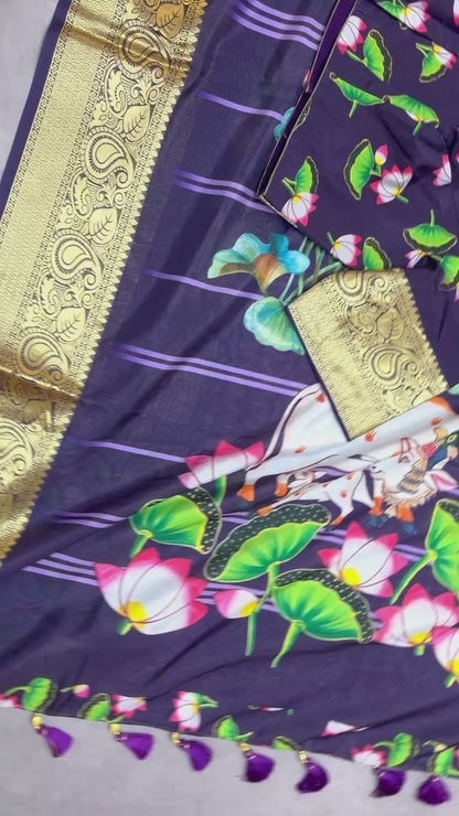 SilkSplendor Pichwai Painted Saree